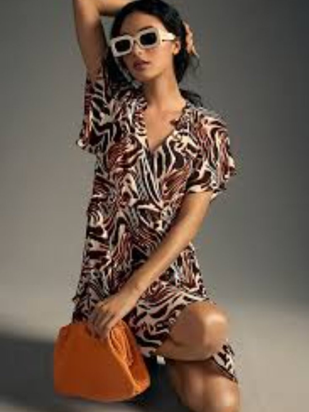 NEW Anthropologie Robin Tiered Mini Dress Zebra Print 1X